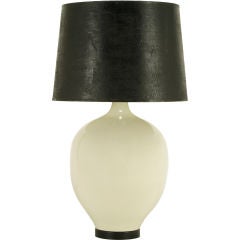 Large White Glazed Ceramic Bulbous Form Table Lamp