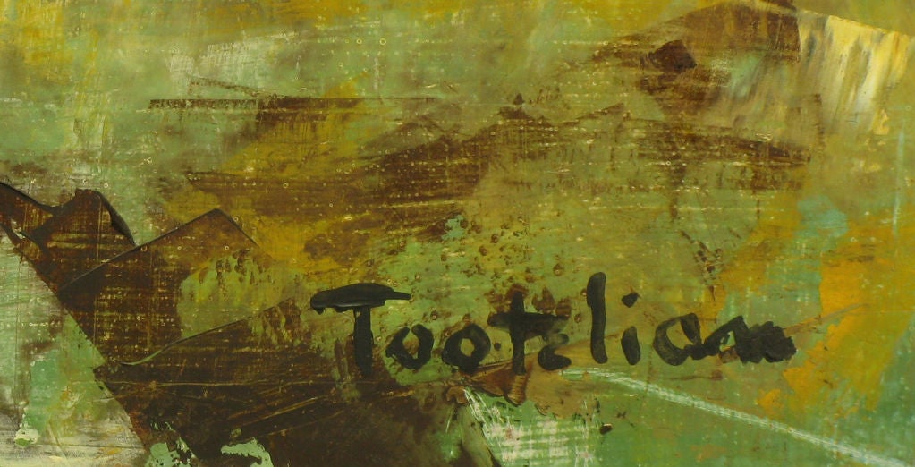 Legno Paesaggio impressionista dipinto ad olio da Tootelian in vendita