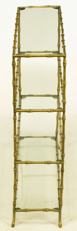 Italian Solid Brass Bamboo Form Low Etagere