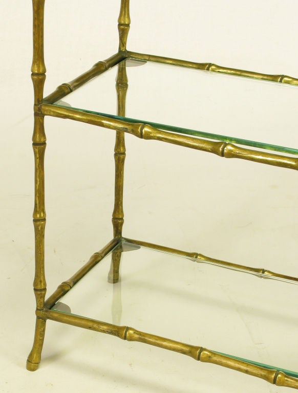 Solid Brass Bamboo Form Low Etagere 2