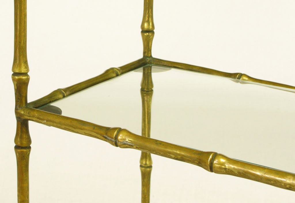 Solid Brass Bamboo Form Low Etagere 3