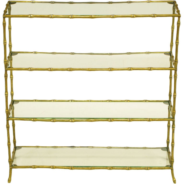 Solid Brass Bamboo Form Low Etagere