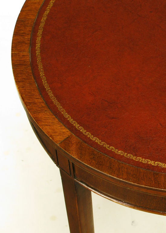 American Pair Zangerle & Peterson Mahogany & Leather End Tables