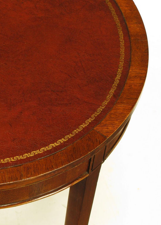 20th Century Pair Zangerle & Peterson Mahogany & Leather End Tables