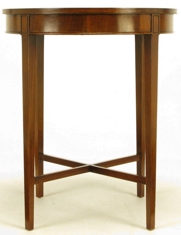 Pair Zangerle & Peterson Mahogany & Leather End Tables 1