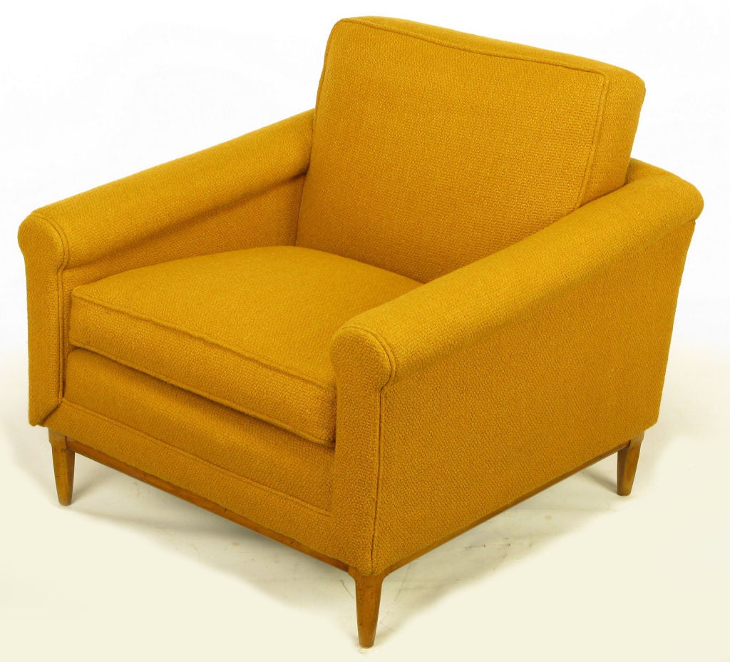 Rolled Arm and Back Wool Upholstered Lounge Chair and Ottoman at 1stdibs