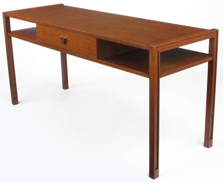 American Edward Wormley Walnut & Rosewood Single Drawer Console Table