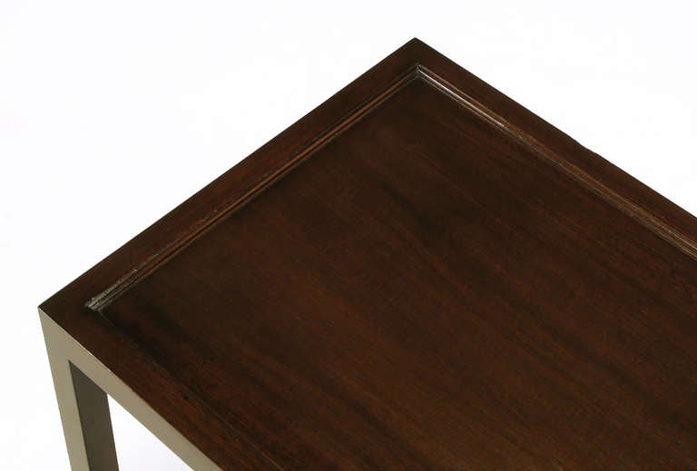 Pair of Dark Walnut Geometric-Base End Tables 4