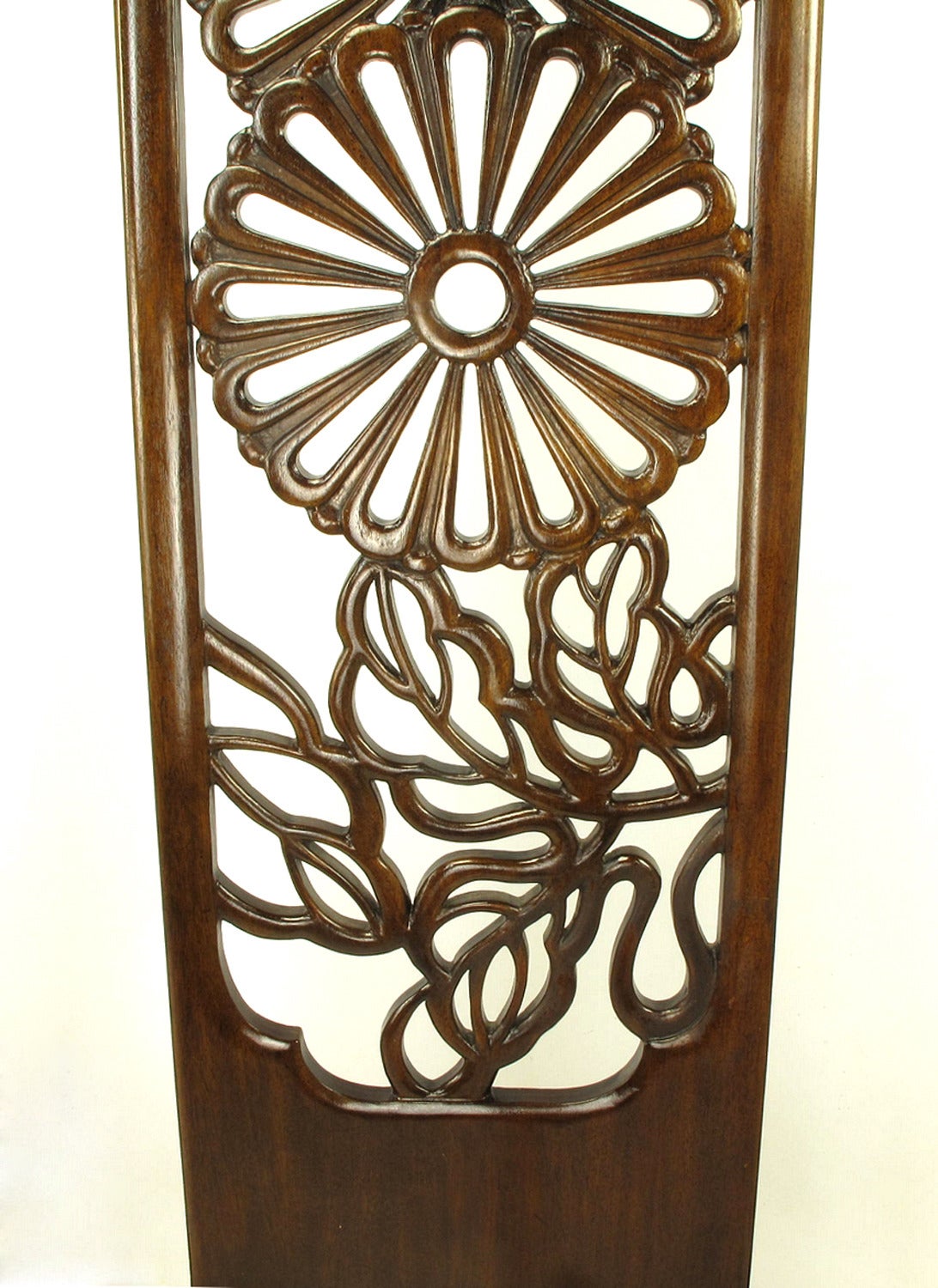 Bert England Orientation Group Carved Mahogany Tall King Headboard In Excellent Condition In Chicago, IL