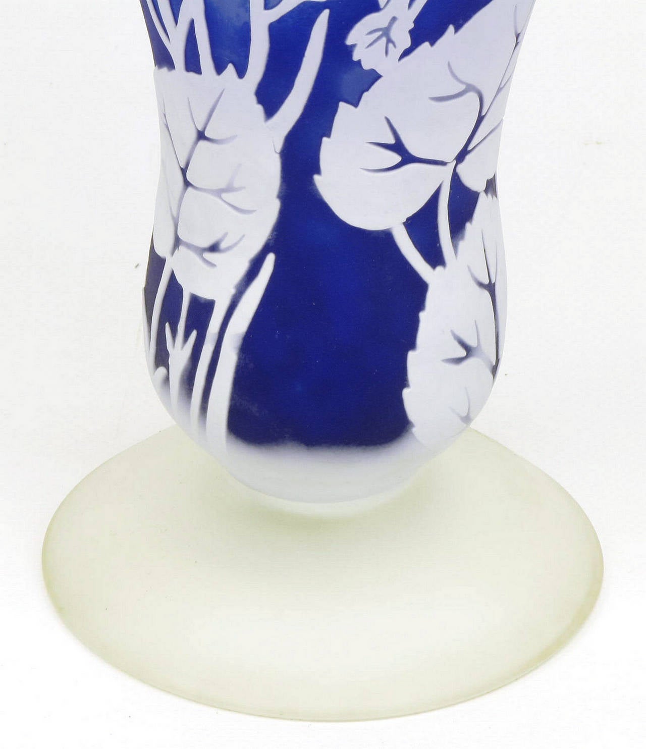 Irish Shannon Crystal of Ireland Mouth Blown Blue Cut Art Glass Vase
