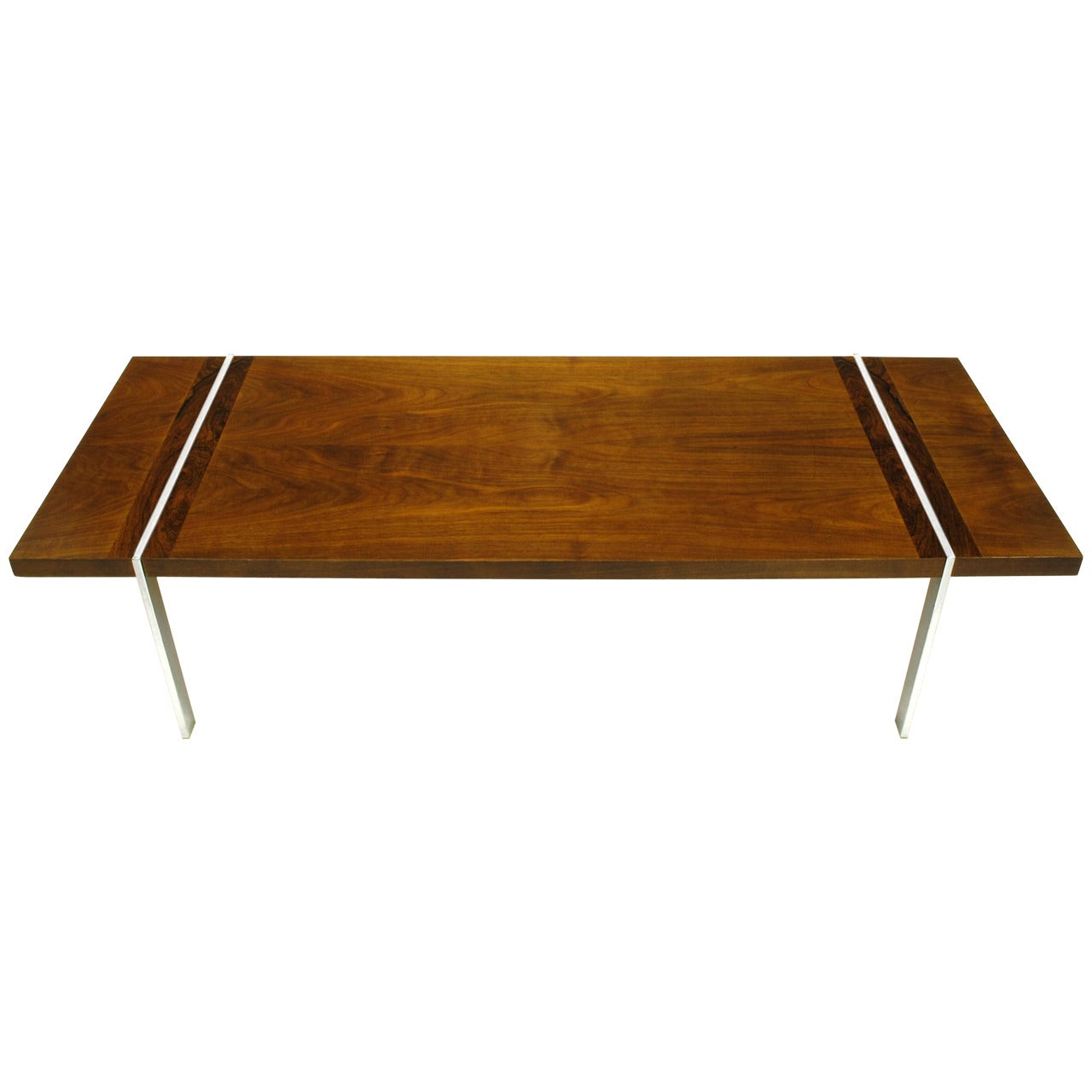Chrome, Walnut and Rosewood Tripartite Coffee Table by Lane