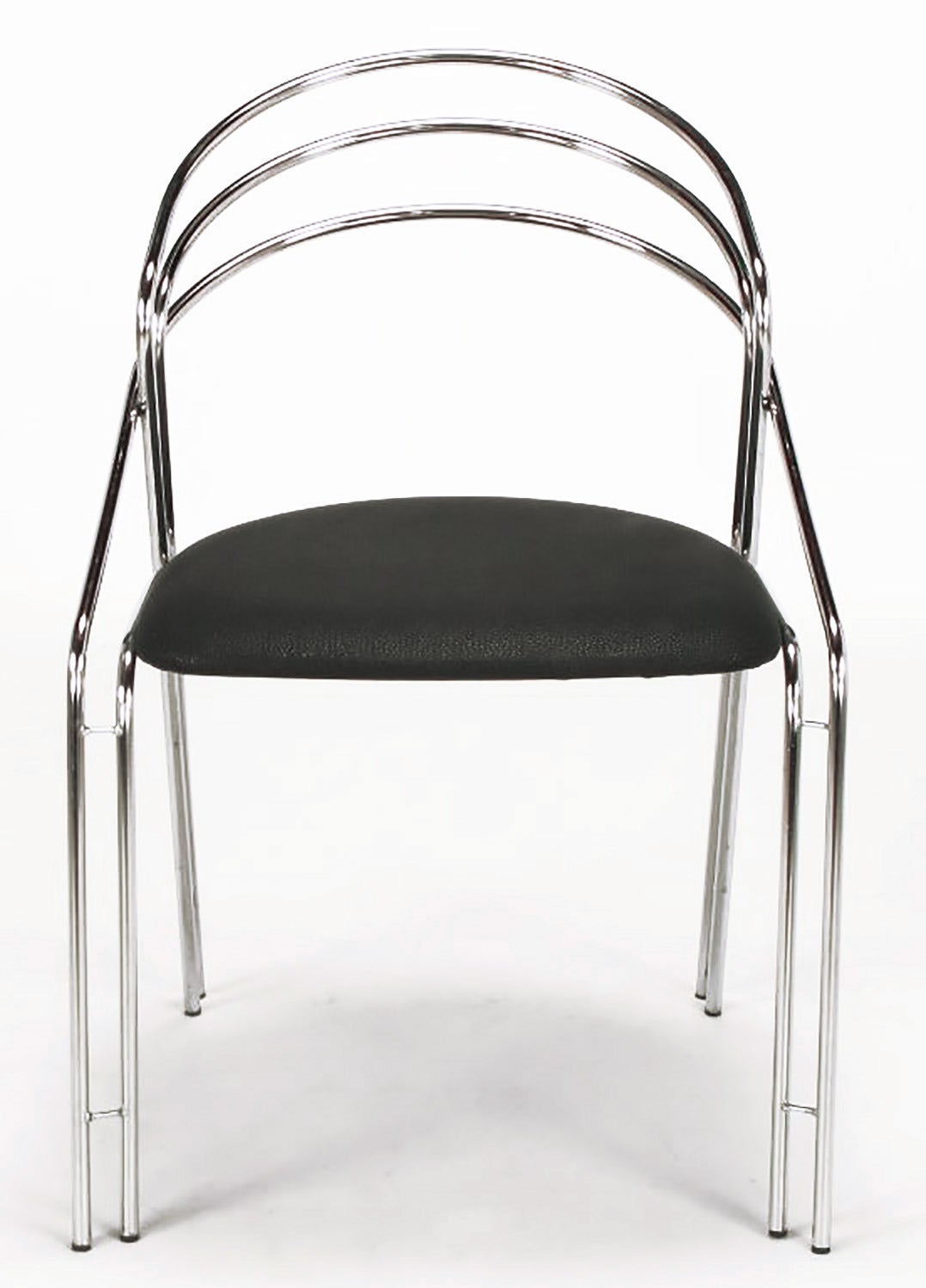 Late 20th Century Pair of Italian Postmodern Chrome and Black Side Chairs For Sale