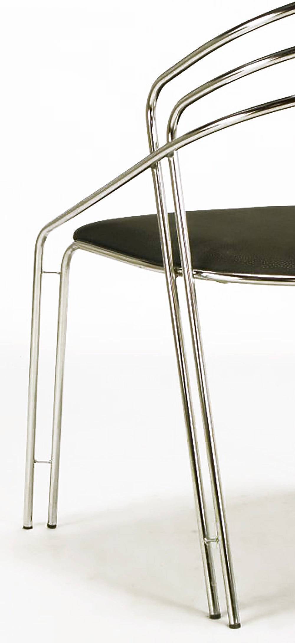 Pair of Italian Postmodern Chrome and Black Side Chairs For Sale 4