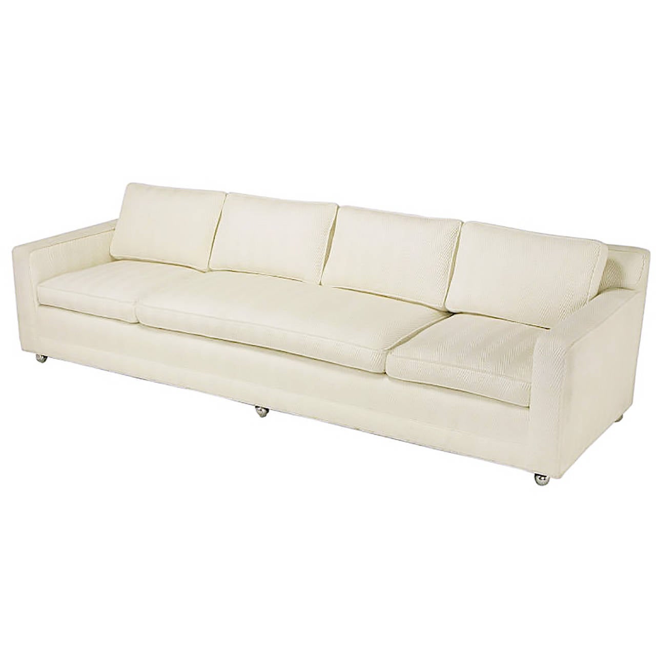 Baker White Herringbone Upholstery Sofa