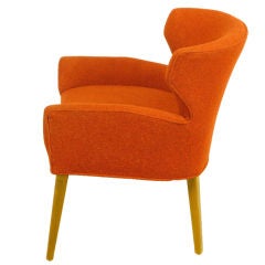 Vintage Persimmon Wool Moderne Horn Back Arm Chair