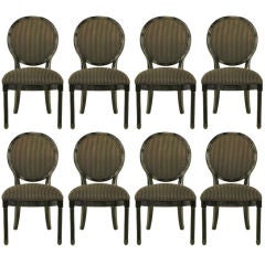 Rare Set of Eight Jay Spectre Black Lacquer Dining Chairs