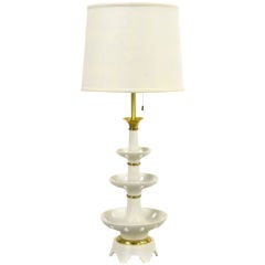 Vintage Lightolier Three-Tier Pierced Porcelain Bowl Table Lamp