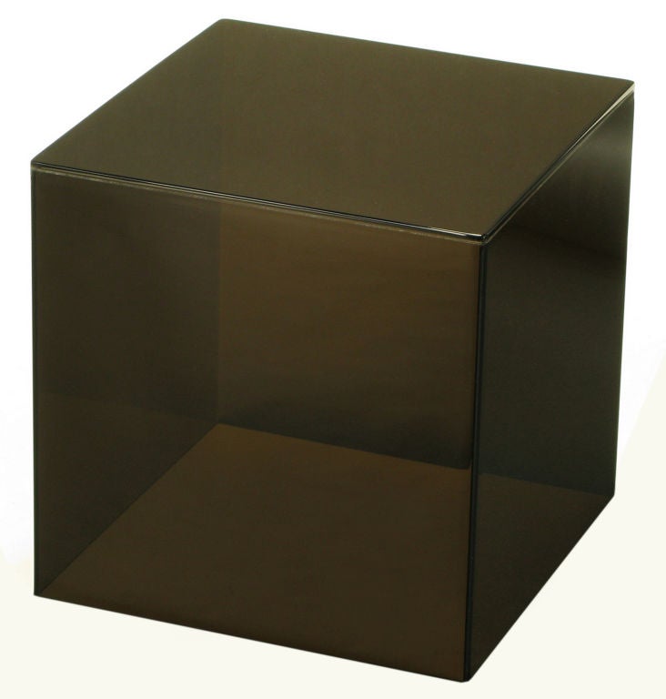 American Pair Smoked Lucite Cube End Tables