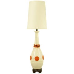 56" Nardini Studio White & Red Reticulated Pottery Table Lamp