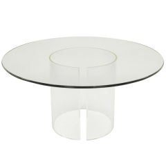 Open-Cylinder Lucite & Glass Dining Table
