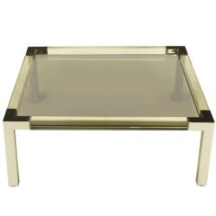 Chrome & Lucite Coffee Table With Smoked Glass Top
