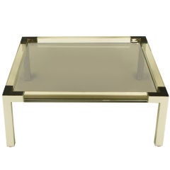 Chrome 
Lucite Coffee Table With Smoked Glass Top