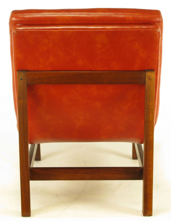 Pair Custom Umber Upholstered Mahogany Frame Scoop Chairs 3