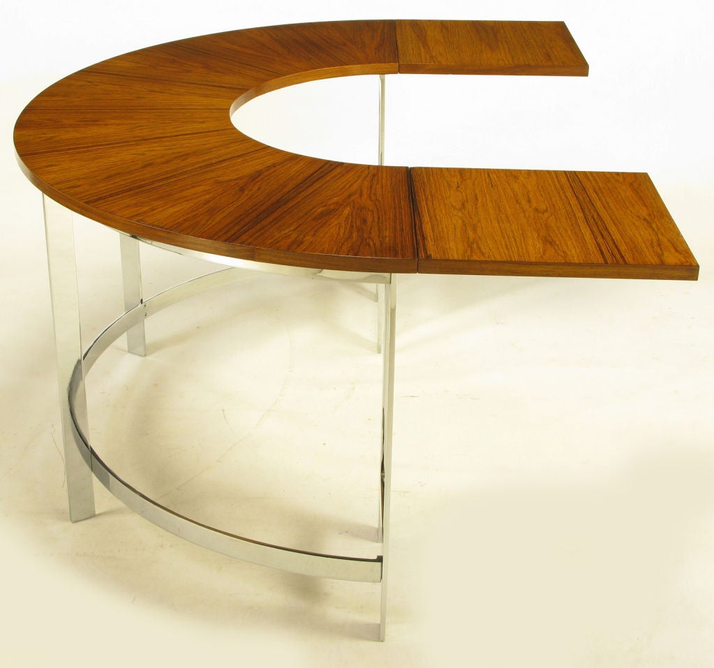 Hans Brattrud Rosewood & Chrome U-Shape Writing Table 1
