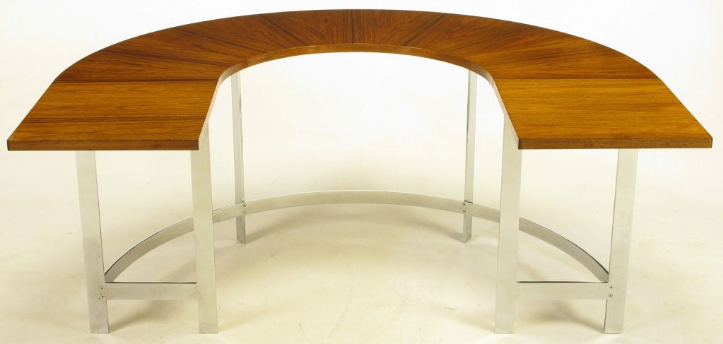 Hans Brattrud Rosewood & Chrome U-Shape Writing Table 2