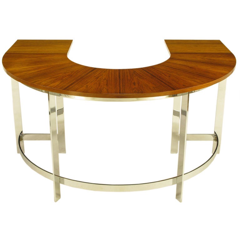Hans Brattrud Rosewood & Chrome U-Shape Writing Table