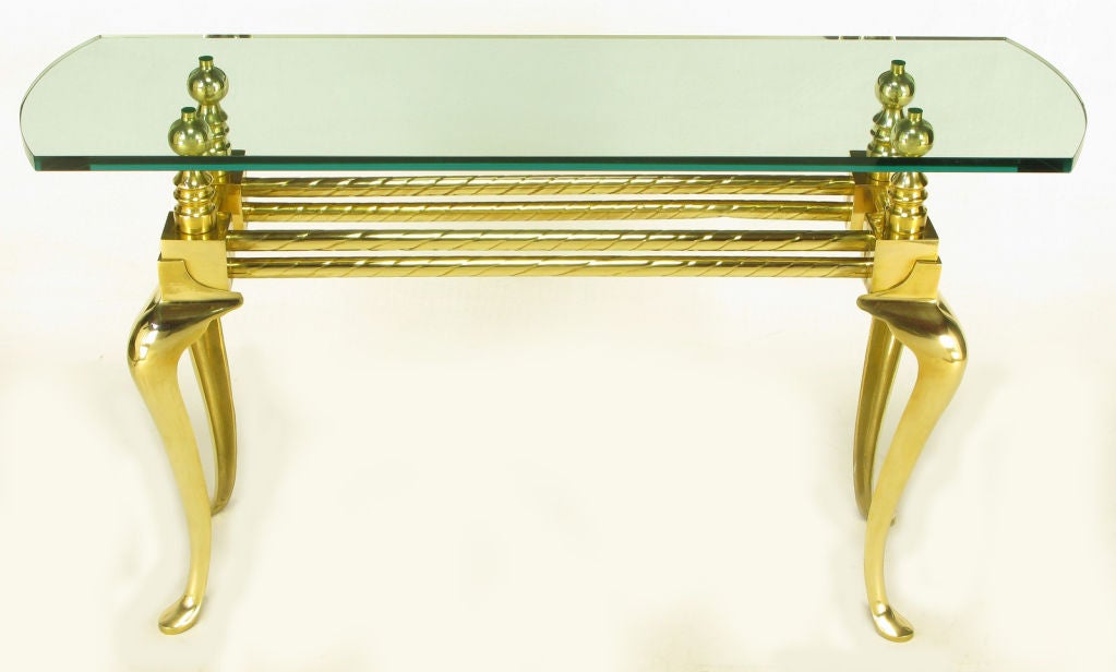 brass leg console table