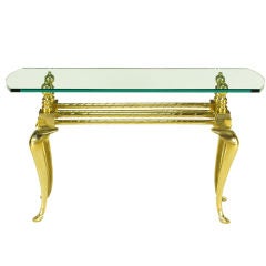 Cast & Polished Brass Cabriole Leg Console Table 11