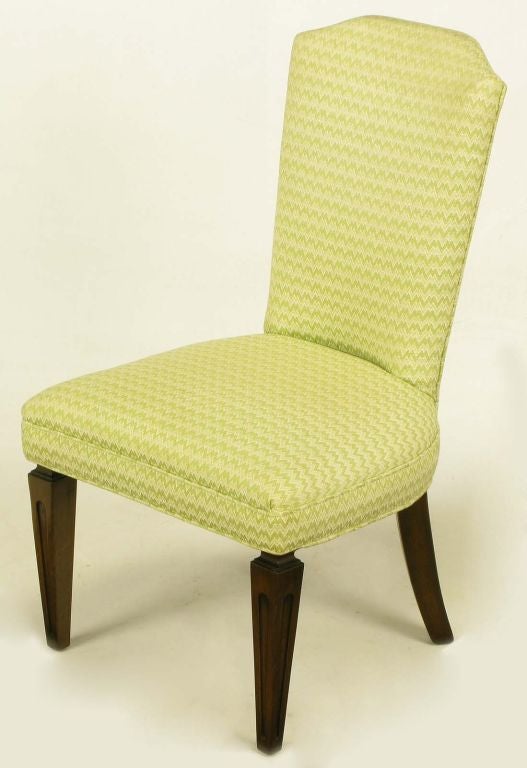Mid-20th Century Four Regency Side Chairs In Apple Green & White Flamestitch For Sale