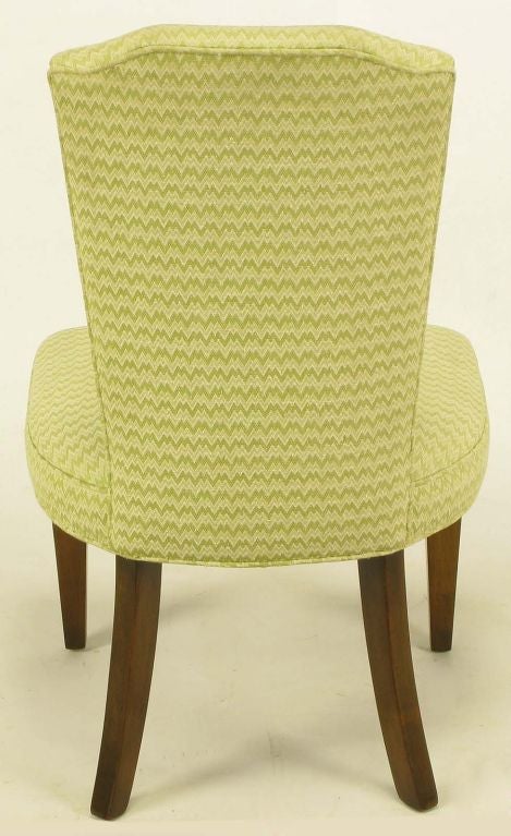 Four Regency Side Chairs In Apple Green & White Flamestitch For Sale 2