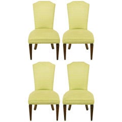 Four Regency Side Chairs In Apple Green & White Flamestitch 7