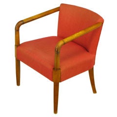 Unusual Mahogany & Crimson Regency Modern Arm Chair
