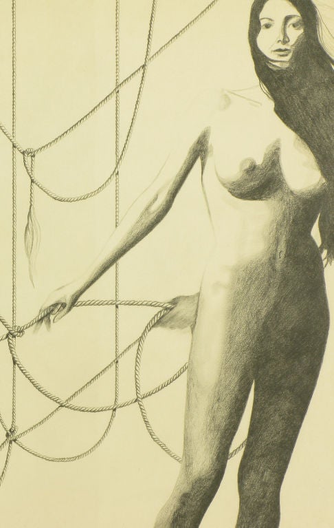 Brossé Drawing en graphite d'un nu masculin et d'une femme « Krebneski Entangled » (Skrebneski enlacés) en vente