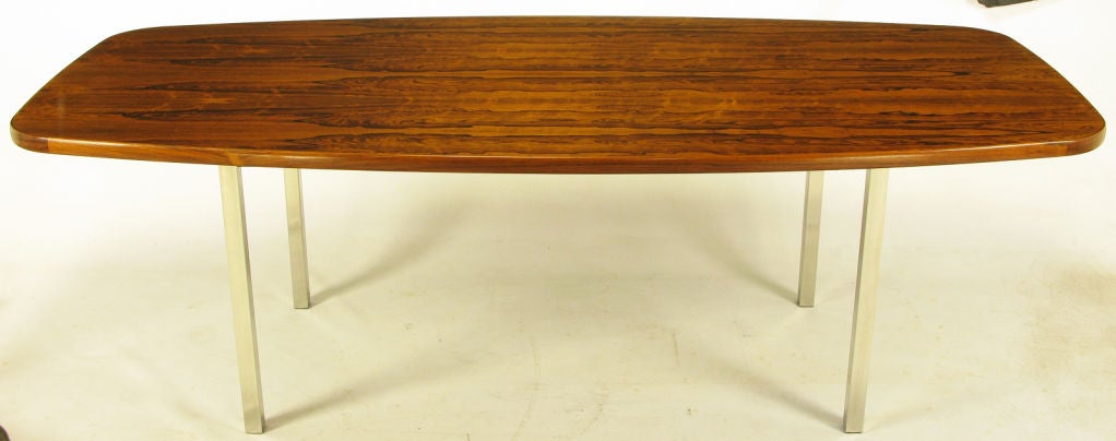 Dunbar Rosewood Dining Table With Polished Stainless Steel Base