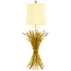 Retro Rare Marbro Gilt Metal Sheaf Of Wheat Floor Lamp