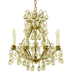 Brushed Brass & Raindrop Bubble Crystals Eight-Arm Chandelier