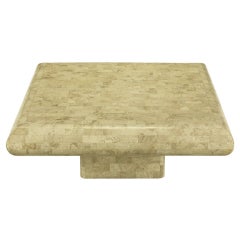 Tessellated Fossil Stone Pedestal Coffee Table