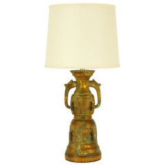 Patinated Bronze D'Ore Asian Urn Form Table Lamp