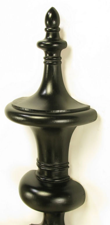 Large Regency Brass & Black Lacquered Wood Seven-Arm Sconce 2