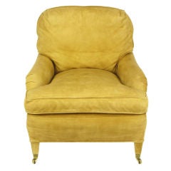 Kittinger Velvety Leather Upholstered Lounge Chair