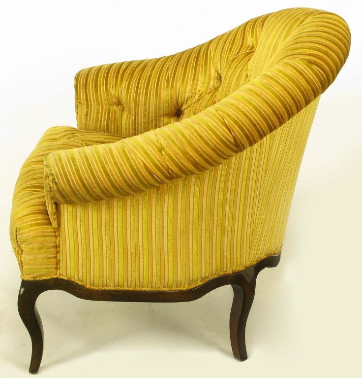 Pair Interior Crafts Button Tufted and Barrel Back Lounge Chairs at 1stdibs