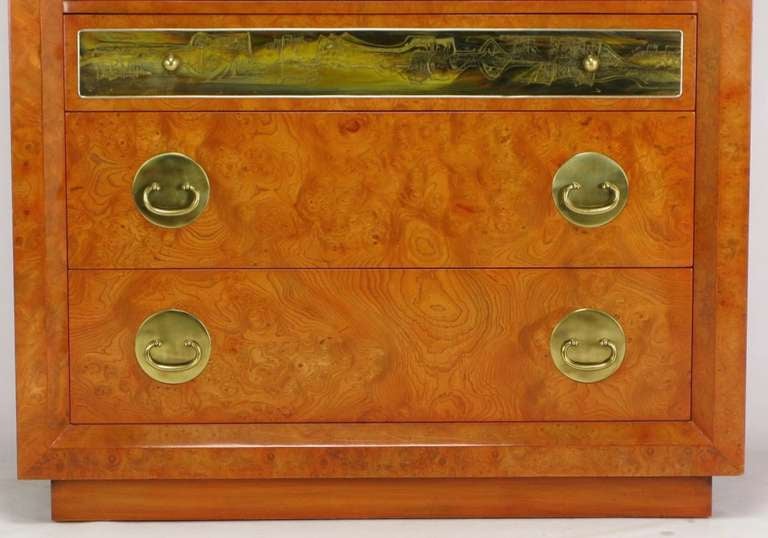 Mastercraft Amboyna Burl & Acid Etched Brass Wardrobe Cabinet 2