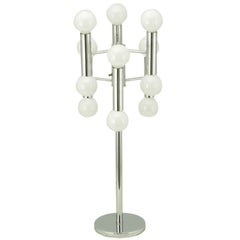 Modern Chrome 12 Light Table Lamp In The Manner Of Robert Sonneman