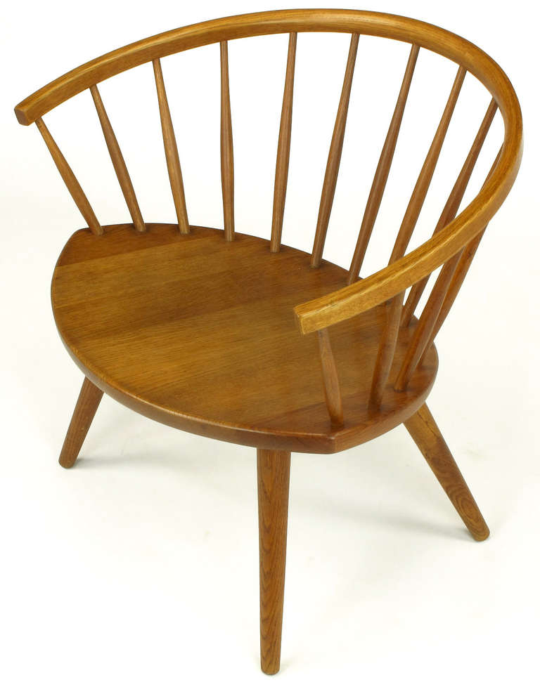 Swedish Elliptical Spindle Back Chair in the Style of Nanna Ditzel In Excellent Condition In Chicago, IL