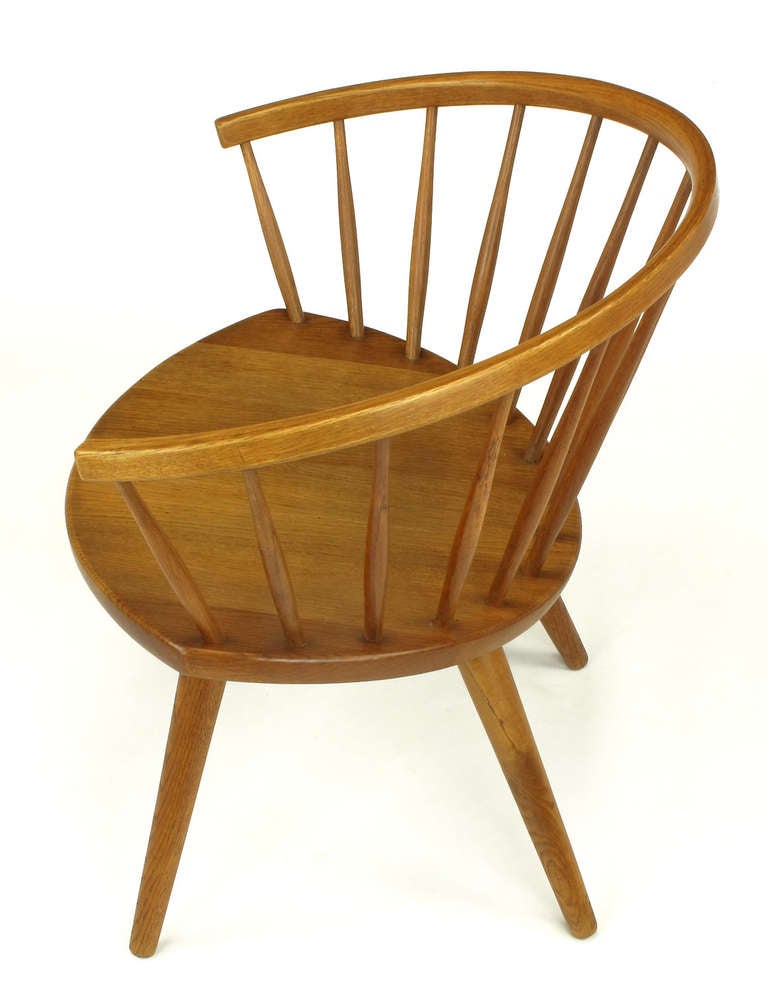 Oak Swedish Elliptical Spindle Back Chair in the Style of Nanna Ditzel