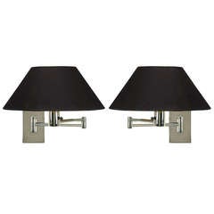 Vintage Pair Nessen Chrome Swing-Arm Wall Lamps